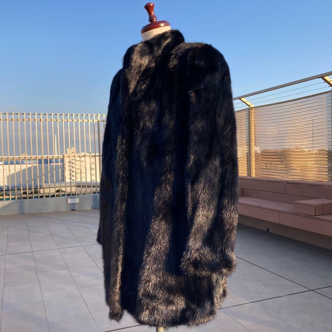 肉厚◎✨極美品✨高島屋 ダークミンクファー 毛皮 総丈83　11号