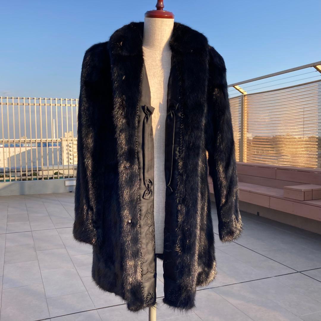 肉厚◎✨極美品✨高島屋 ダークミンクファー 毛皮 総丈83　11号