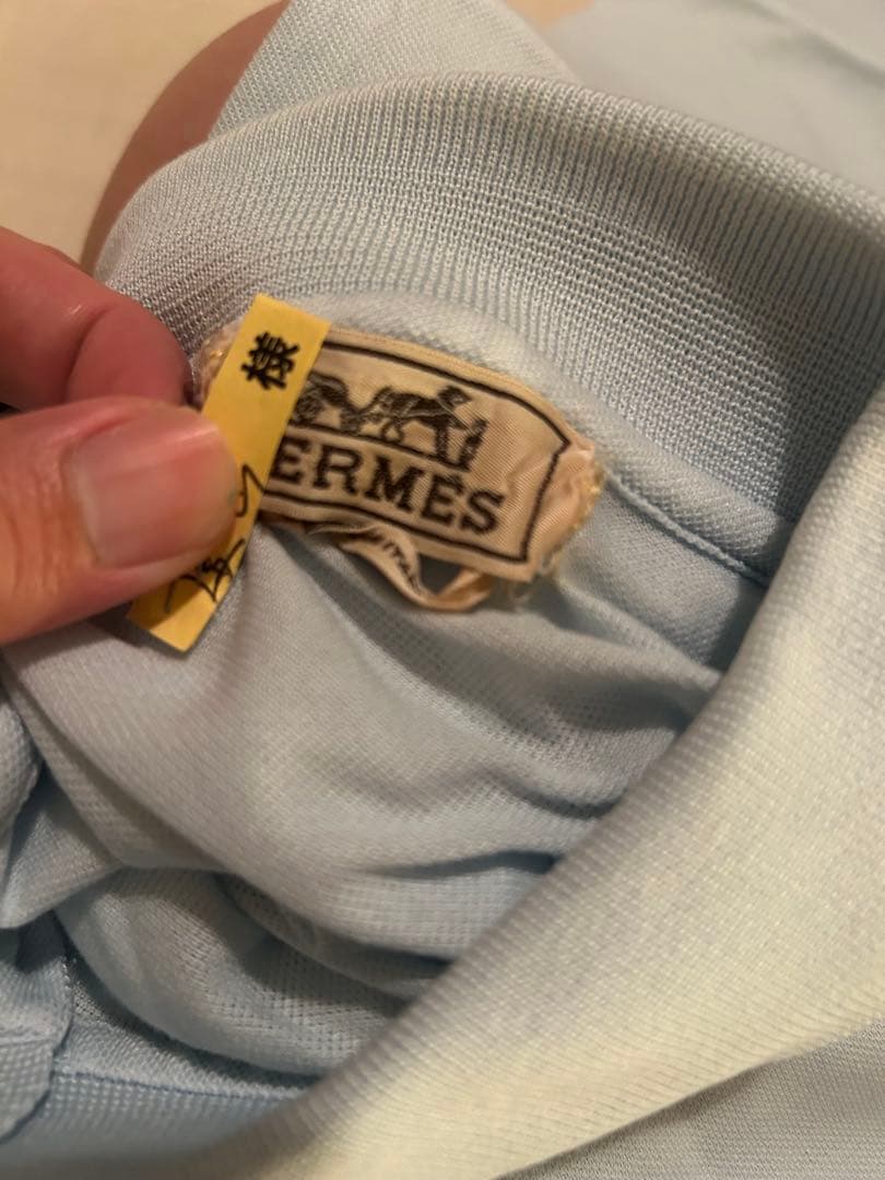 エルメス　ライトブルー　ポロシャツ　Hロゴ