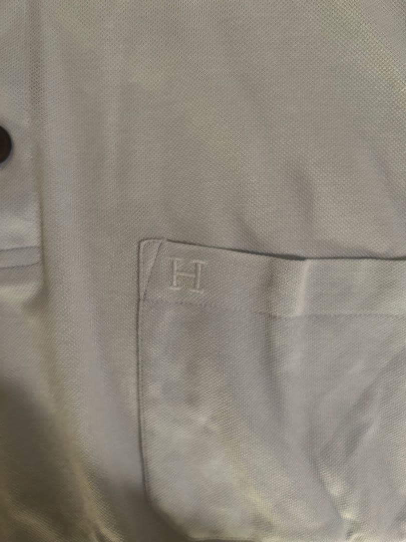 エルメス　ライトブルー　ポロシャツ　Hロゴ