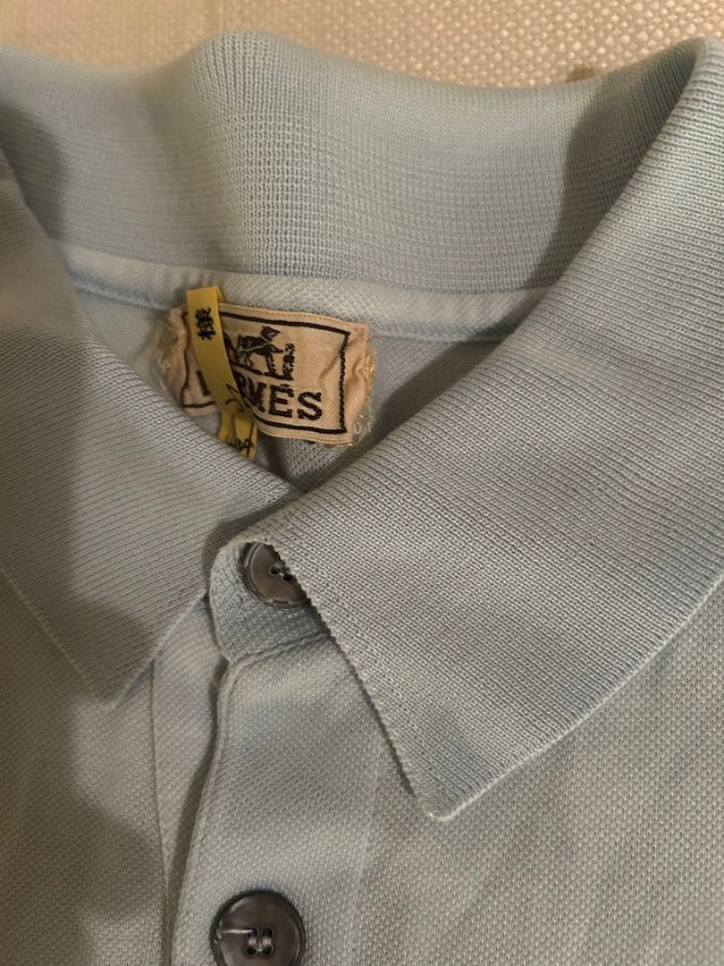 エルメス　ライトブルー　ポロシャツ　Hロゴ