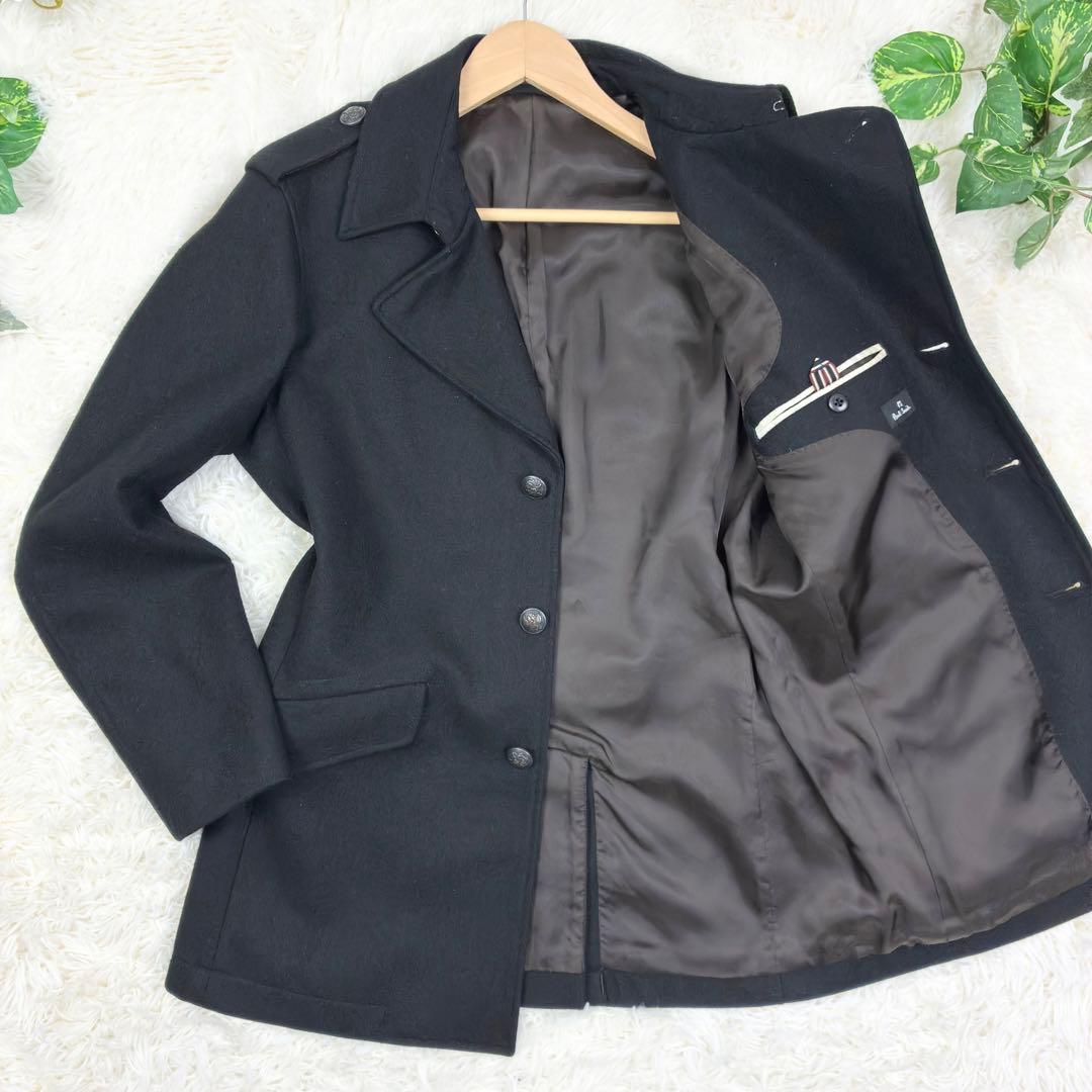 美品　ポールスミス　ナポレオンコート　メタルボタン　カシミヤ混　XL　黒