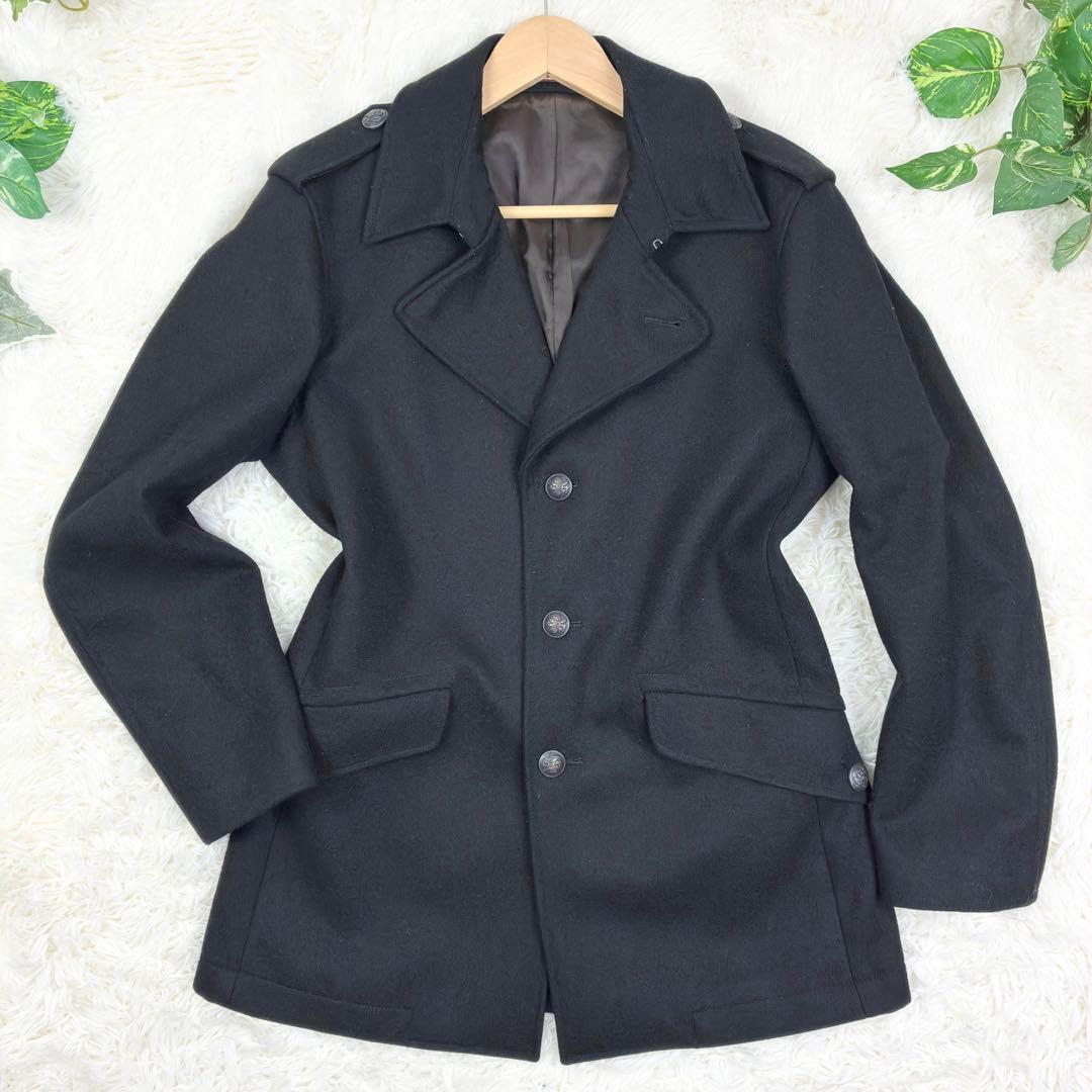 美品　ポールスミス　ナポレオンコート　メタルボタン　カシミヤ混　XL　黒