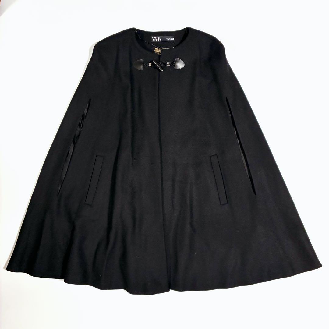 【美品】ZARA MANTECO ケープコート ポンチョ 完売品 希少 L 黒
