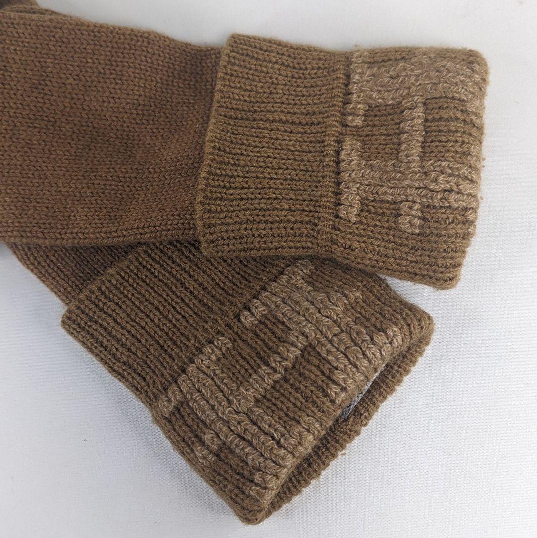 HERMES エルメス カシミア 手袋 グローブ キャメル Hロゴ レディース