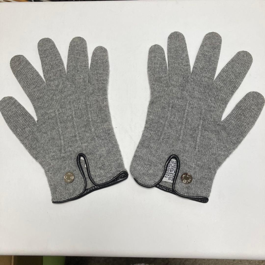 HERMES エルメス 総カシミヤ グローブ 手袋 サイズM セリエボタン