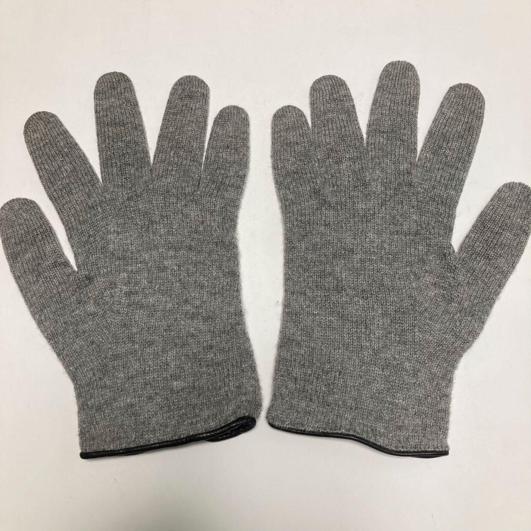 HERMES エルメス 総カシミヤ グローブ 手袋 サイズM セリエボタン