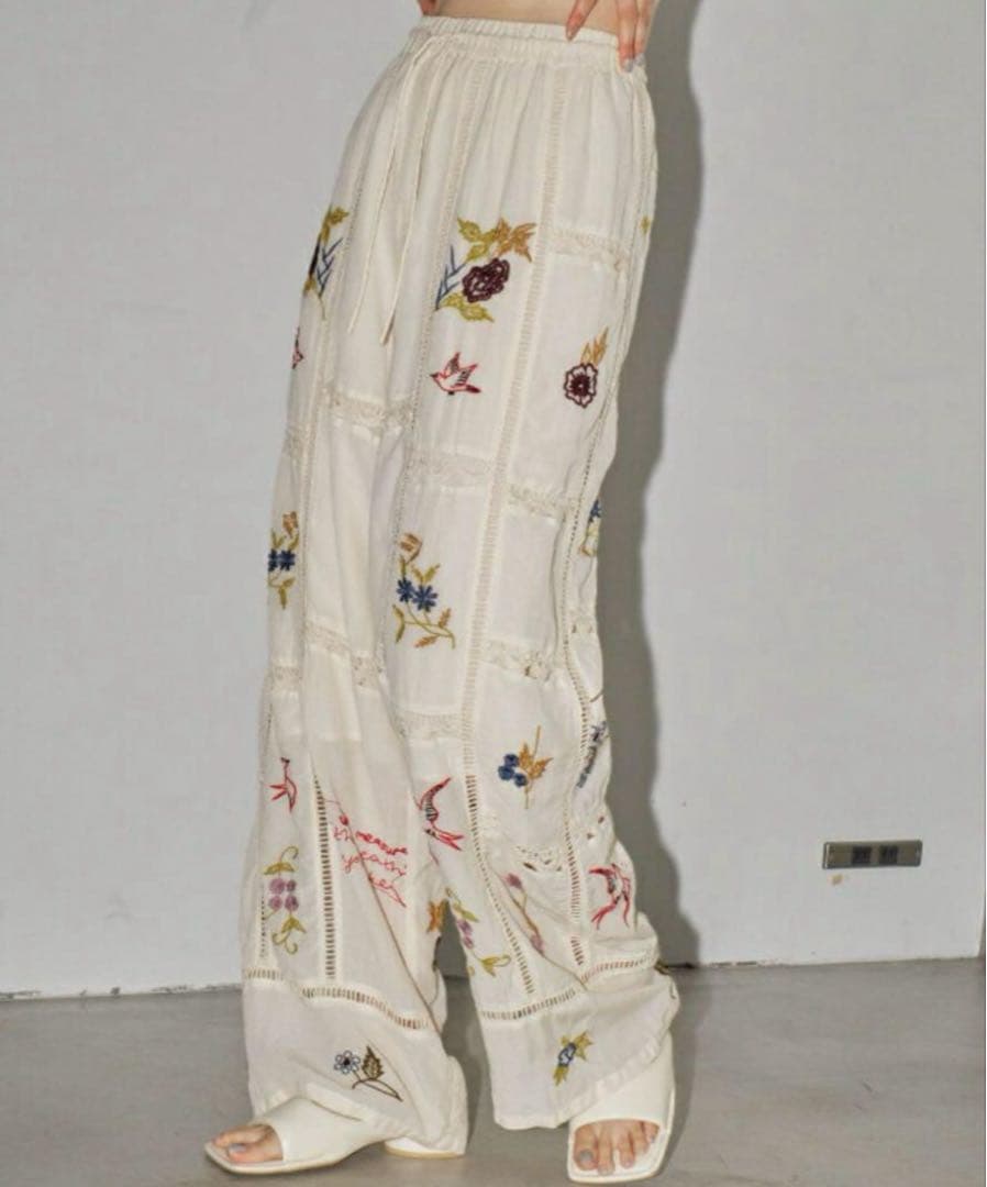 TODAYFUL Embroidery Patchwork パンツ 38 刺繍