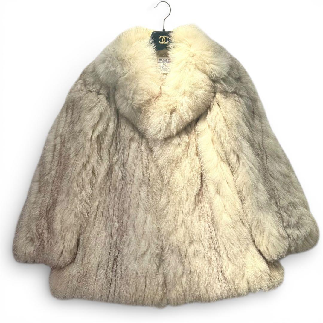 ボリューム◎EMBA ブルーフォックス　ファーコート　本毛皮　リアルファー