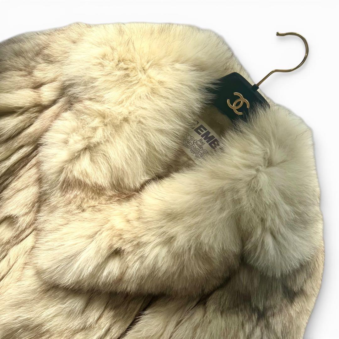 ボリューム◎EMBA ブルーフォックス　ファーコート　本毛皮　リアルファー