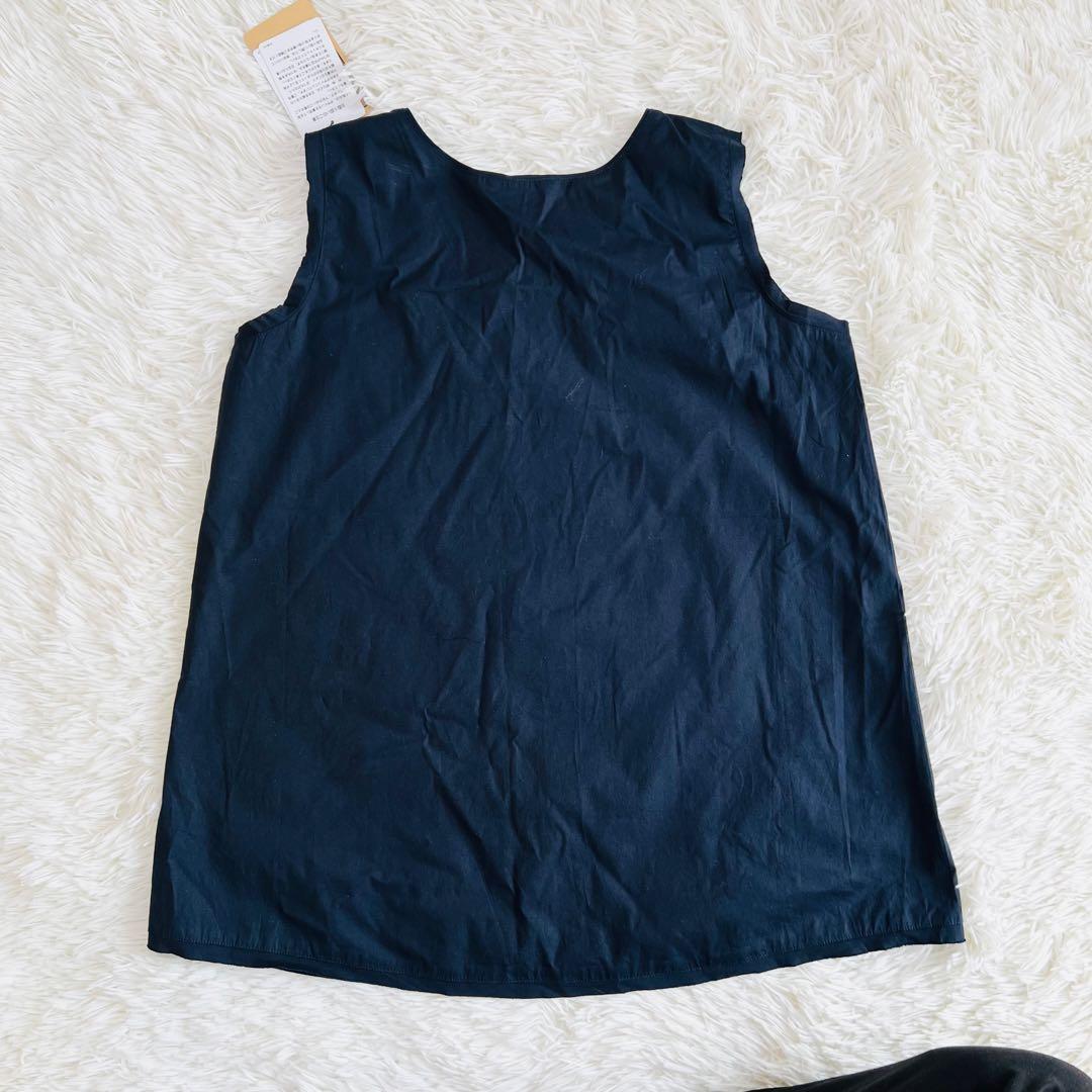 新品タグ付き 25ss ビアズリー　紺色　 シャツタンク 洗える　タンクトップ