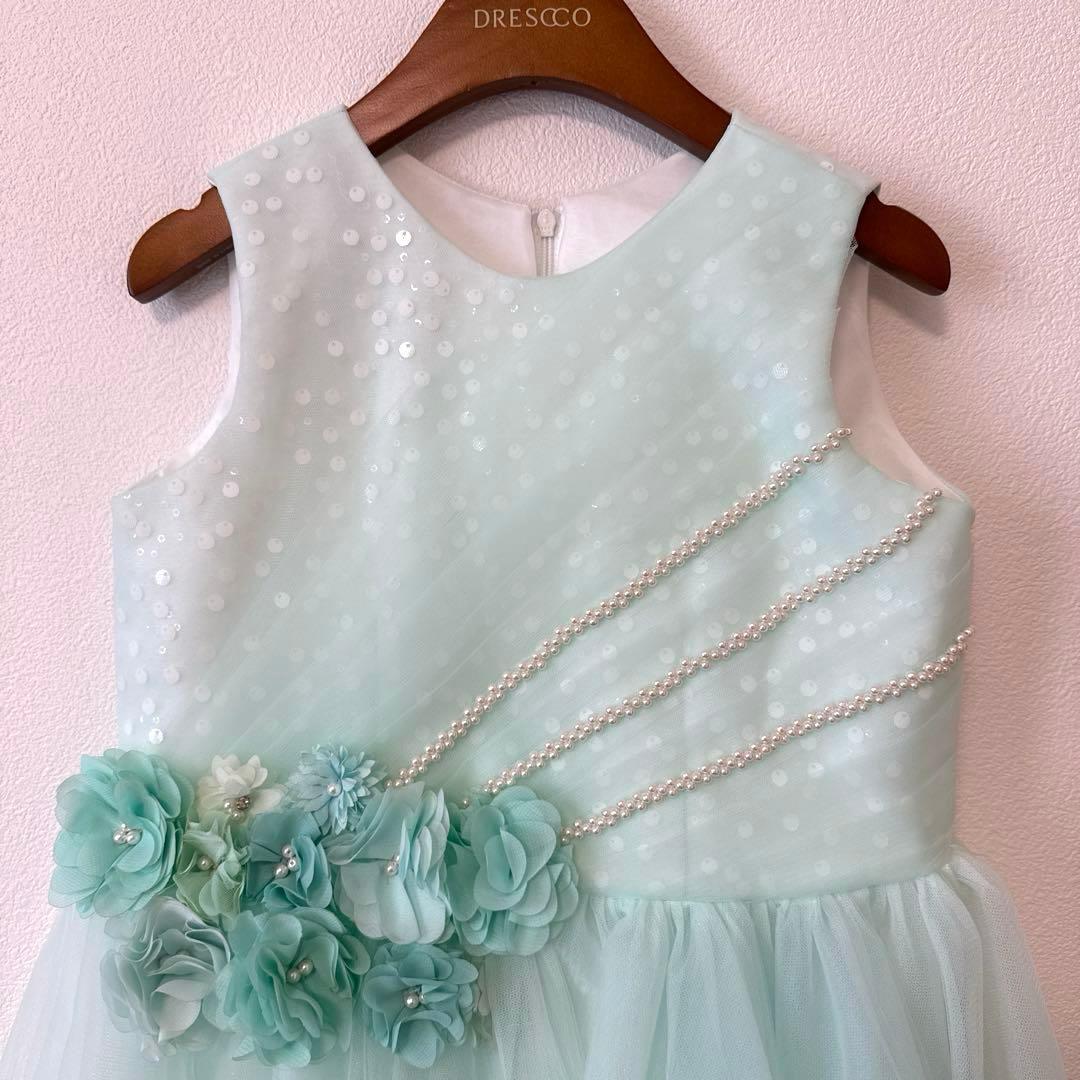 DRESCCO ミントブルージュエリーロングドレス 130cm