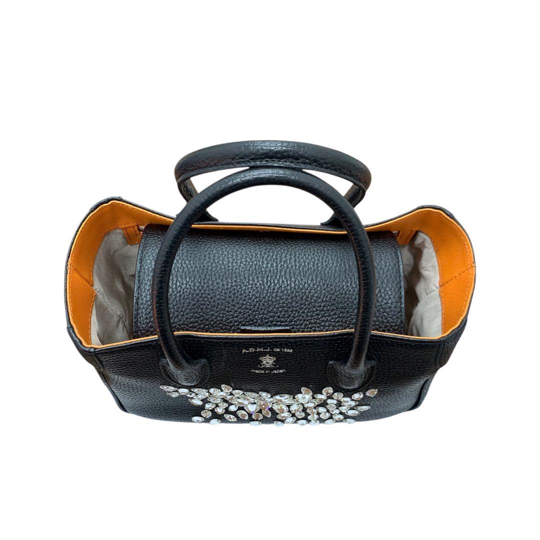 【極美品】ADMJ スワロフスキー ビジュー ミニトートバッグ 黒