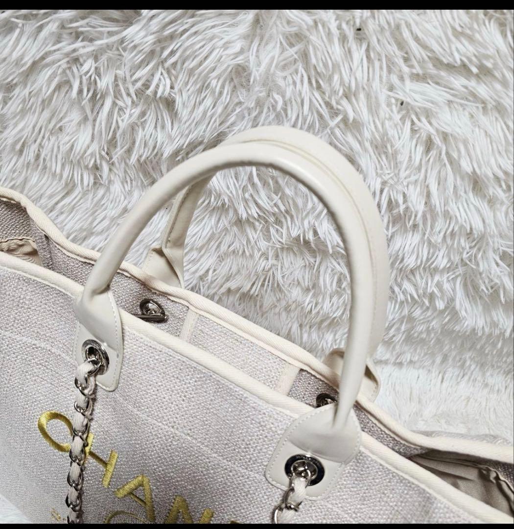シャネル CHANEL ハンドバッグ トートバッグ キャンバス ノベルティ 白