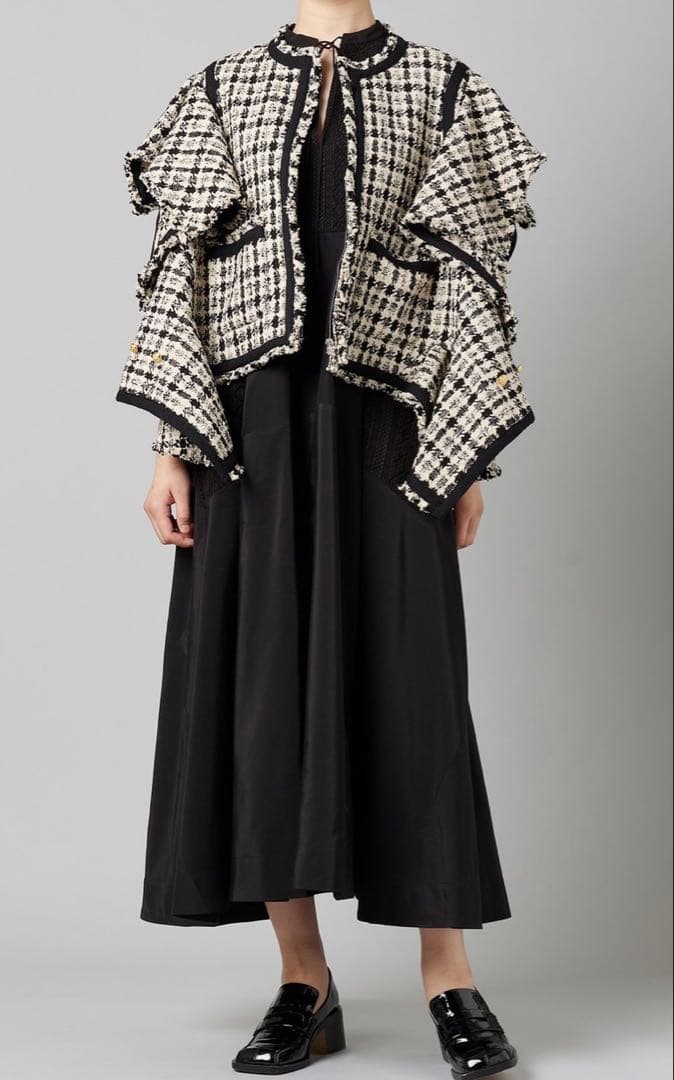 美品 ビューティフルピープル 2way デザイン ツイード ジャケット ジレ