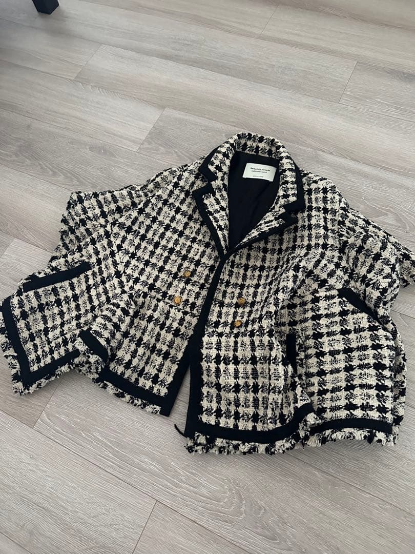 美品 ビューティフルピープル 2way デザイン ツイード ジャケット ジレ
