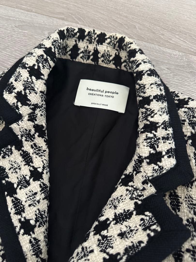 美品 ビューティフルピープル 2way デザイン ツイード ジャケット ジレ
