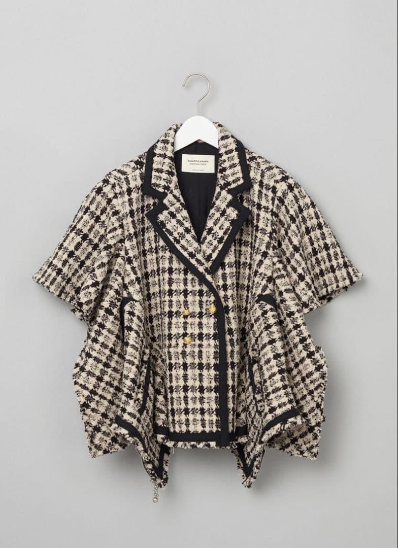 美品 ビューティフルピープル 2way デザイン ツイード ジャケット ジレ