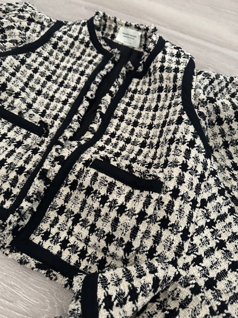 美品 ビューティフルピープル 2way デザイン ツイード ジャケット ジレ