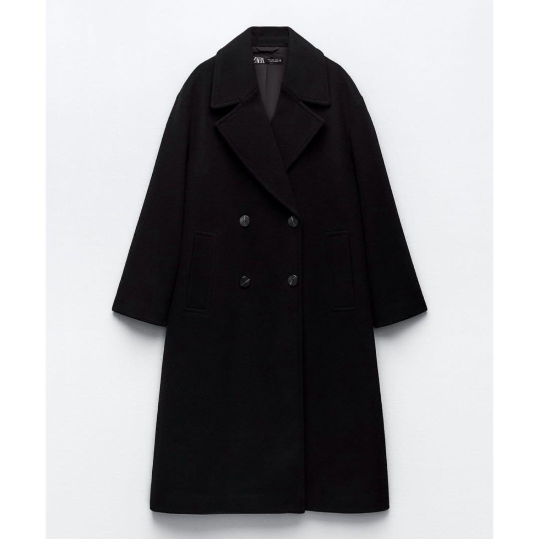 zara ザラ　オーバーサイズソフトコート　ブラック　Sサイズ