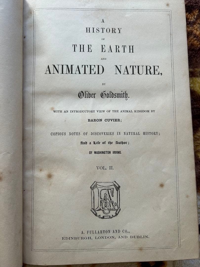 洋書 History of the Earth & Animated Nature