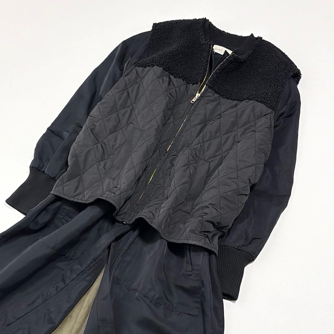 SUM1 STYLE キルティングベスト付き3WAY馬刺繍コート