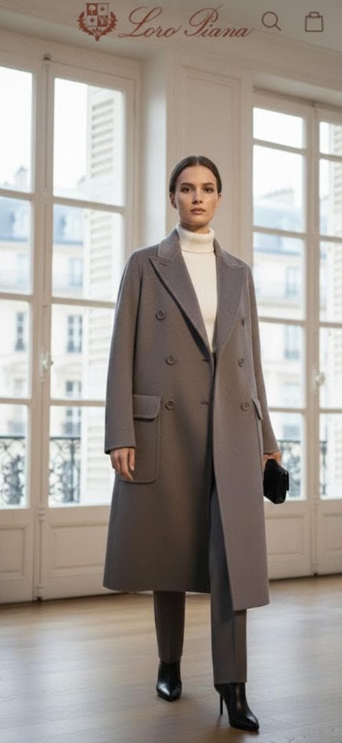 美品★LOROPIANA★肉厚ベビーカシミヤ★ダブルフェイス★ロングコート