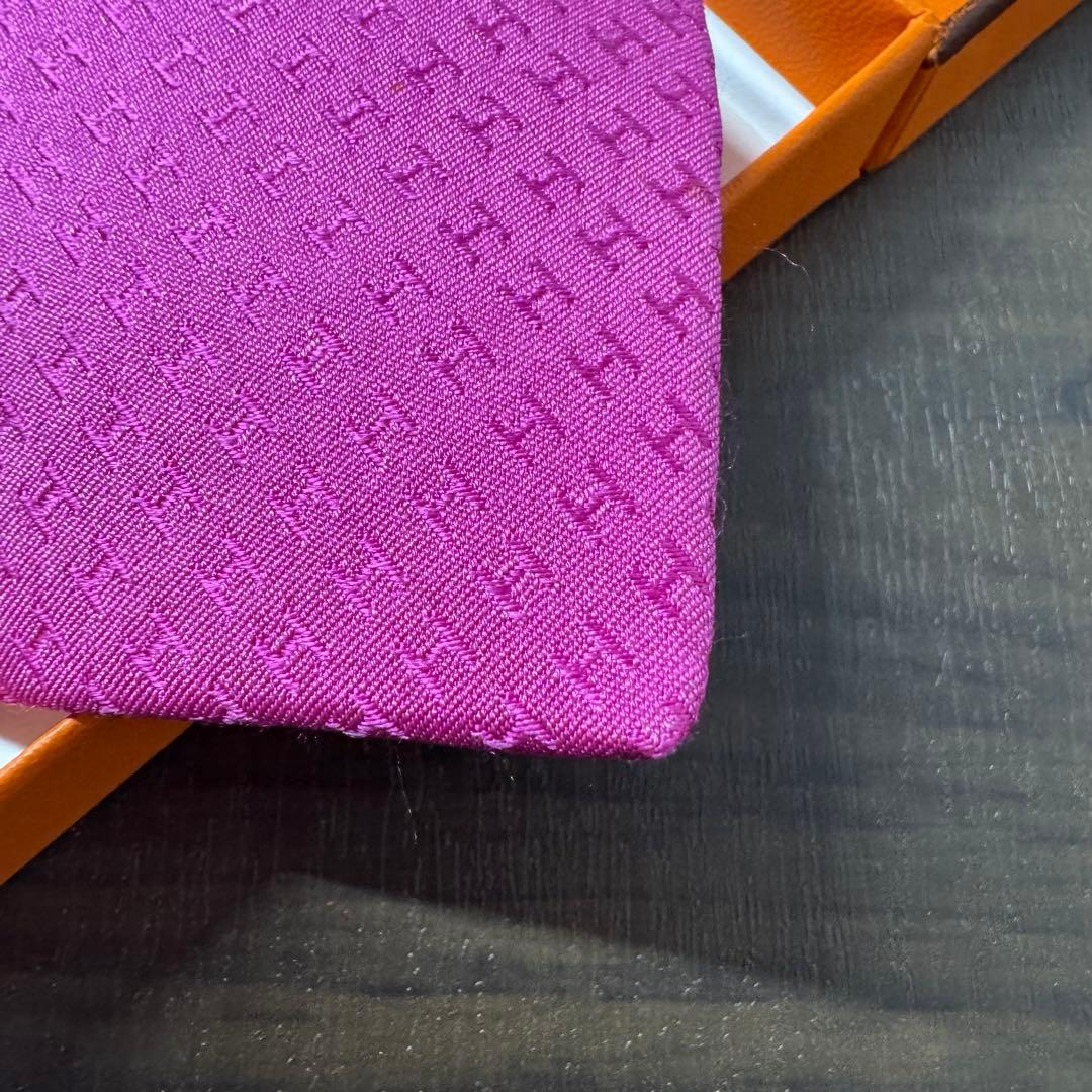 最高級 HERMES エルメス ファソネ H柄 ネクタイ フューシャピンク