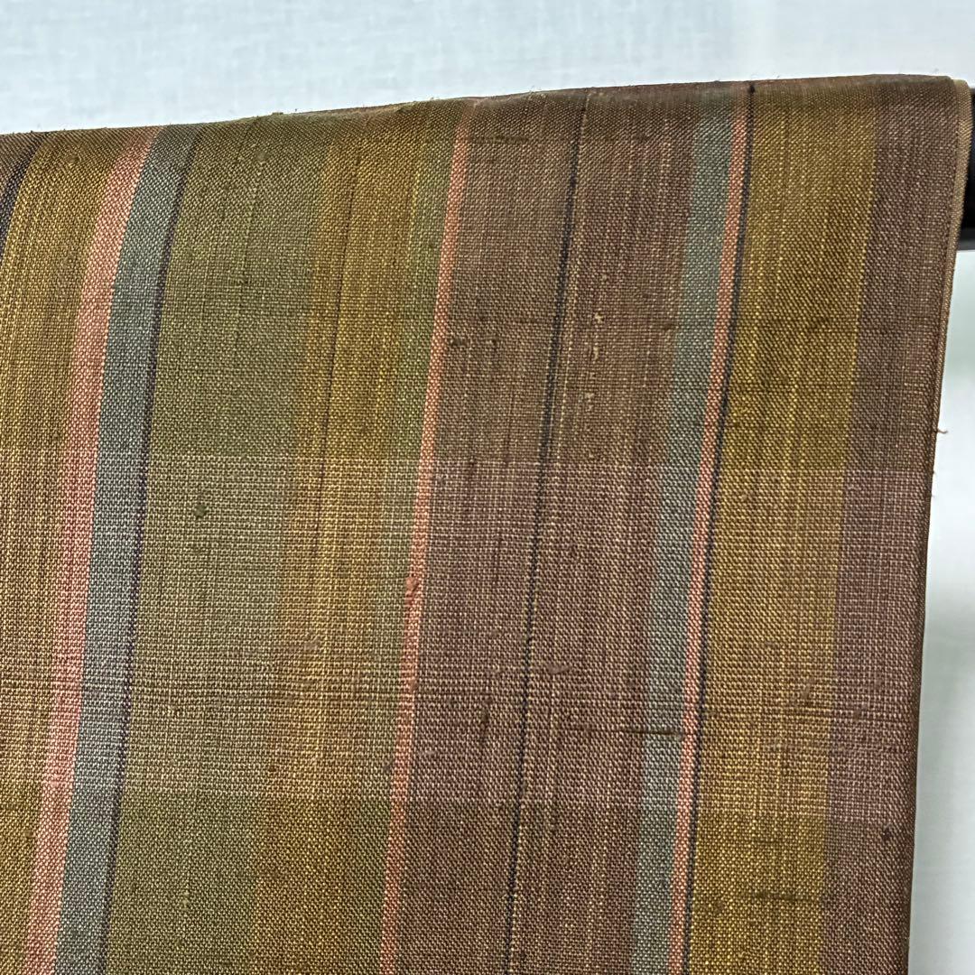 D153 郡上紬　格子柄　チェック　正絹　着物　袷　美品