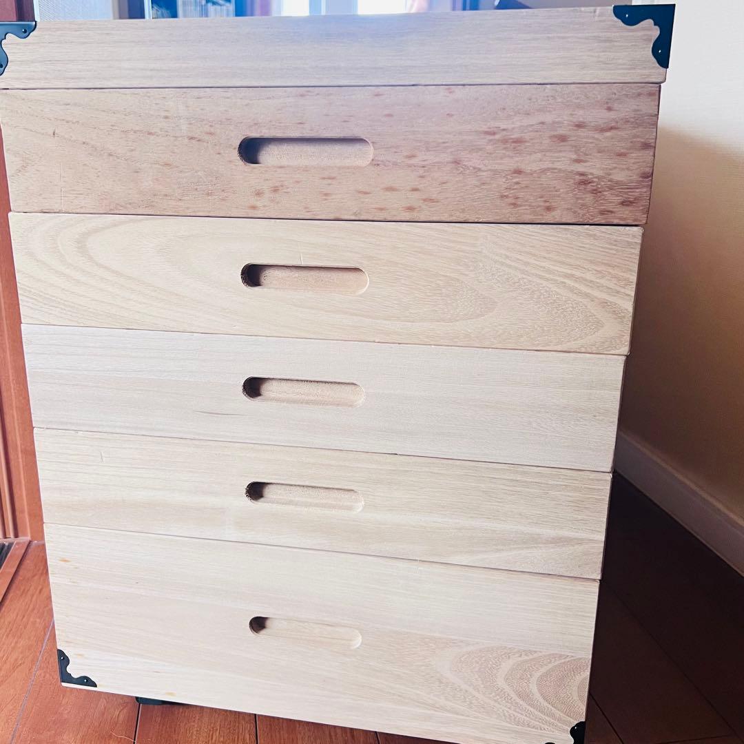 キャスター付き‼️ レトロ 桐箪笥5段✨ 着物 和服 桐たんす 昭和 レトロ