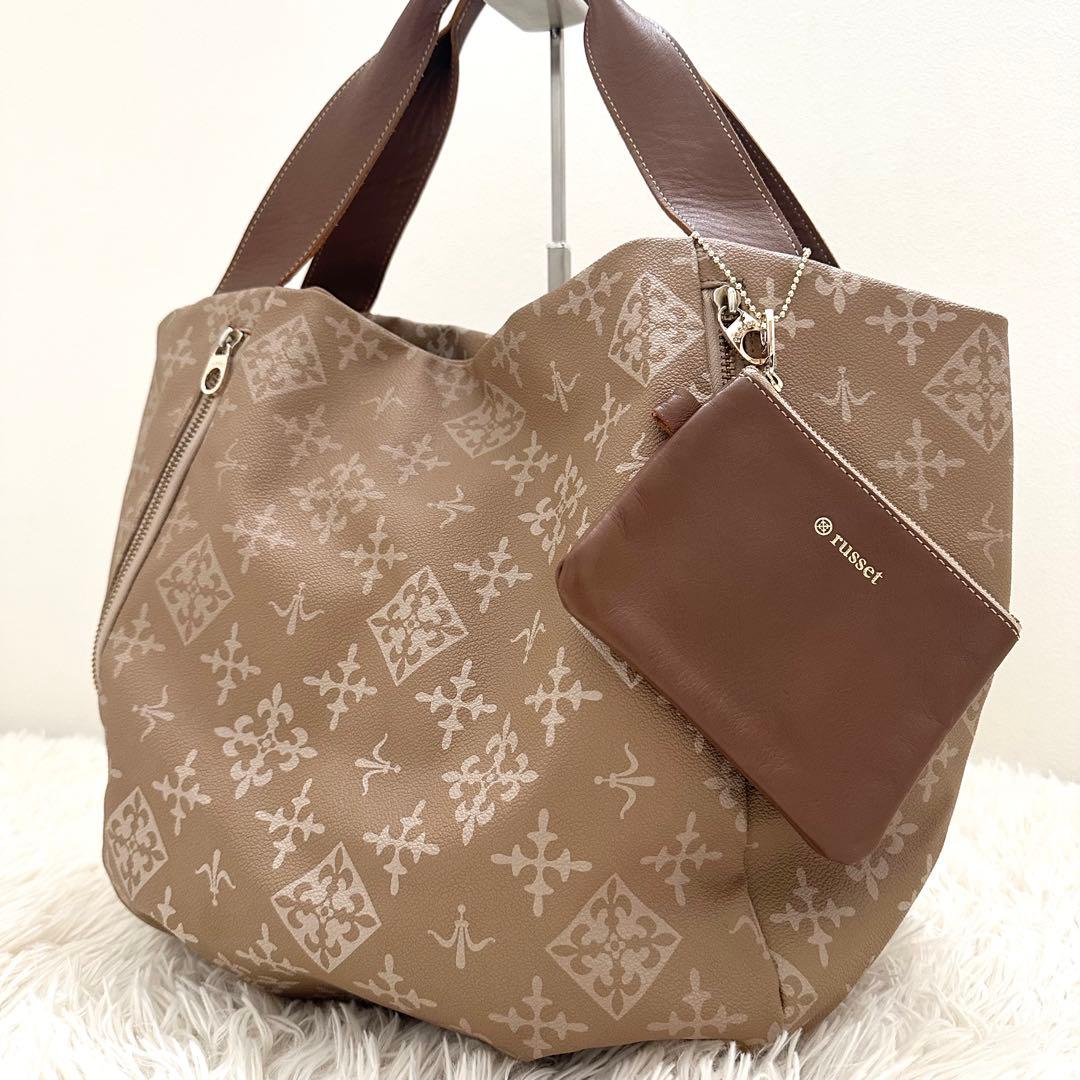 美品✨️ ラシット レイニートートバッグ（ポーチ付き） PVC 防水 ブラウン系