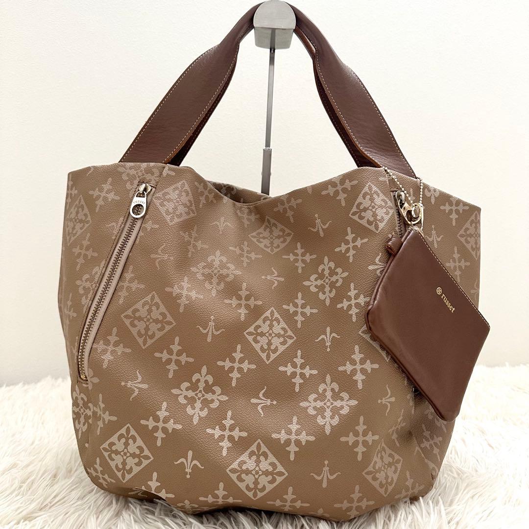 美品✨️ ラシット レイニートートバッグ（ポーチ付き） PVC 防水 ブラウン系