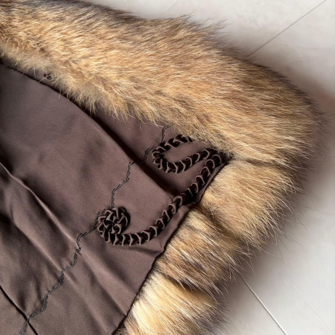 ✨最高級 リアルファー 毛皮コート ラクーンファー ブラウン系 フリーサイズ