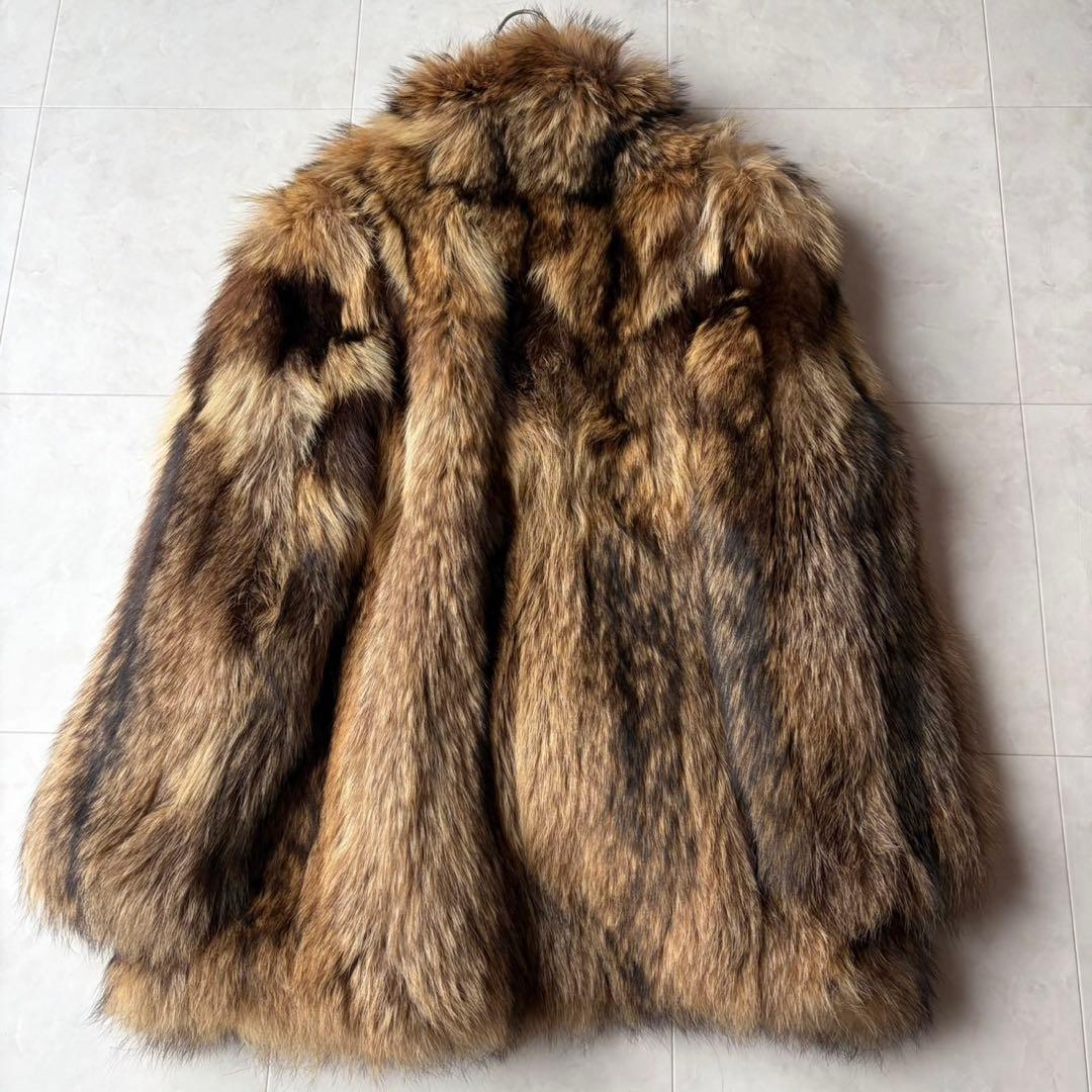 ✨最高級 リアルファー 毛皮コート ラクーンファー ブラウン系 フリーサイズ