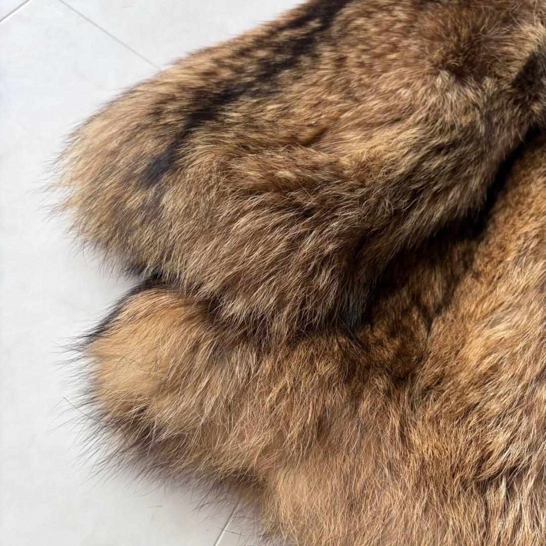 ✨最高級 リアルファー 毛皮コート ラクーンファー ブラウン系 フリーサイズ