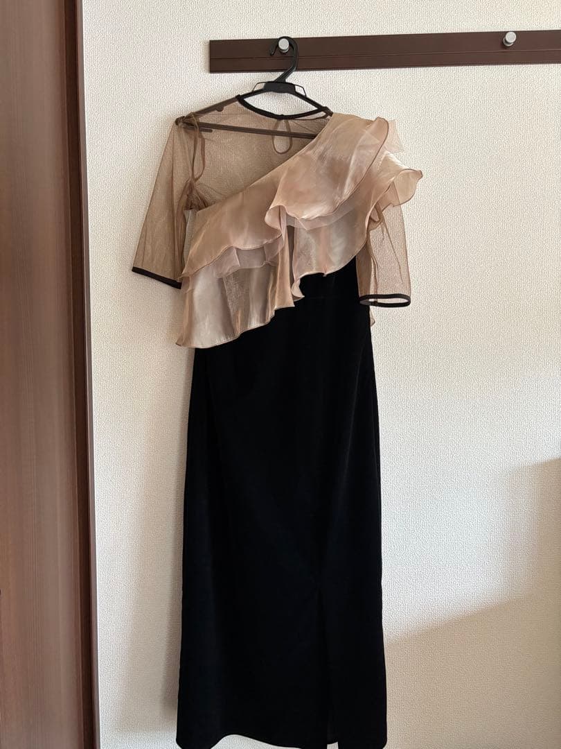 LEJA アシンメトリーティアードフリル3WAYベロアワンピースドレス