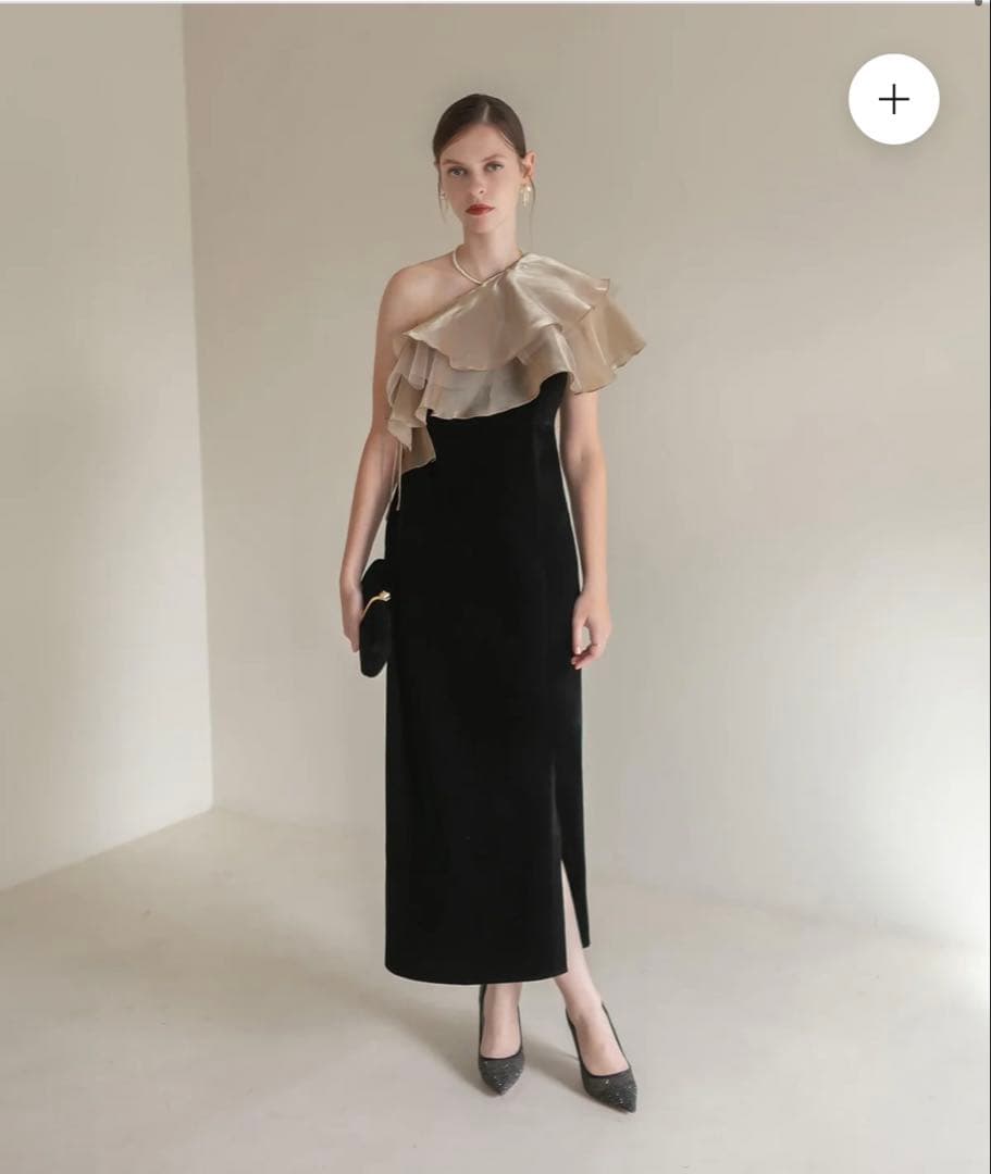 LEJA アシンメトリーティアードフリル3WAYベロアワンピースドレス