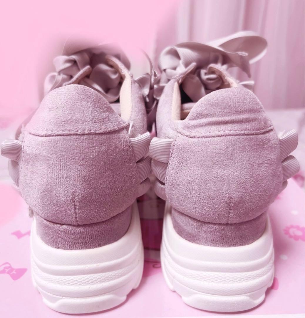 リズリサ ビジューベルト厚底スニーカー ピンク