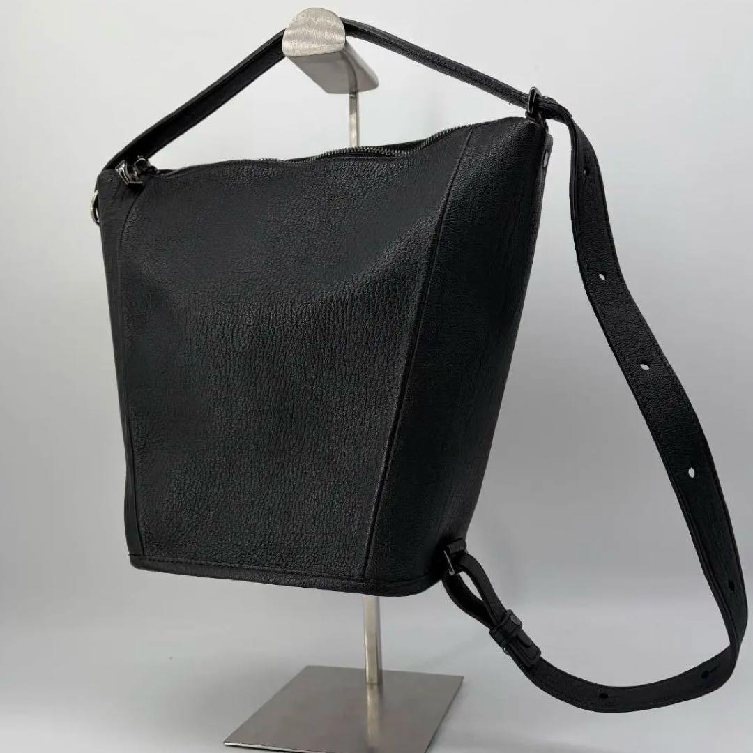 17560✨ETiAM レザー ワンショルダーバッグ ブラック 2way 肩掛け