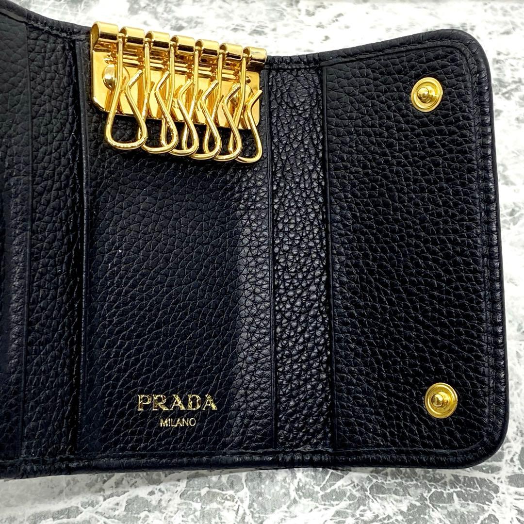 PRADA プラダ レザー キーケース 9連フック 黒 ブラック 箱付き