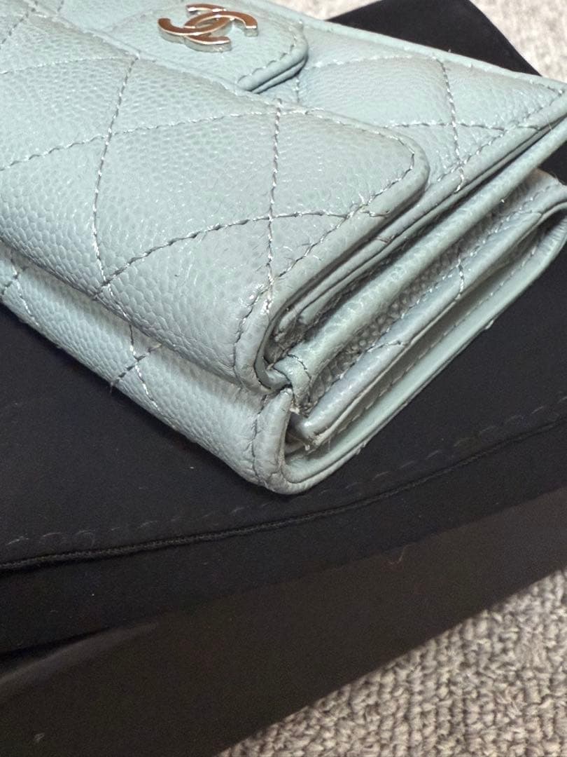 CHANEL シャネル ミニ財布 コンパクトウォレット ブルーグレー