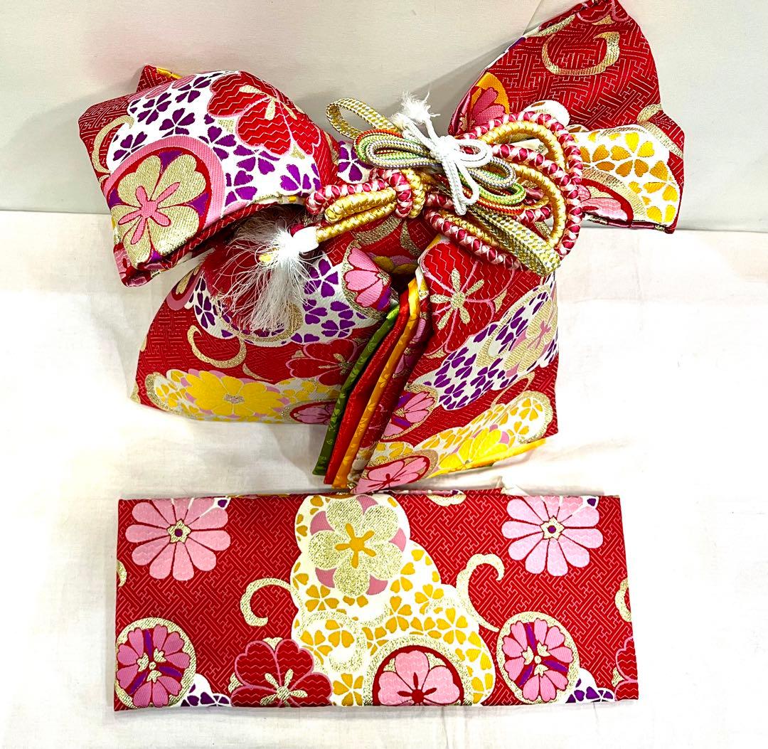 ７歳 式部浪漫ブランド　超かわいい豪華な筥迫・帯・草履バッグ・小物セット