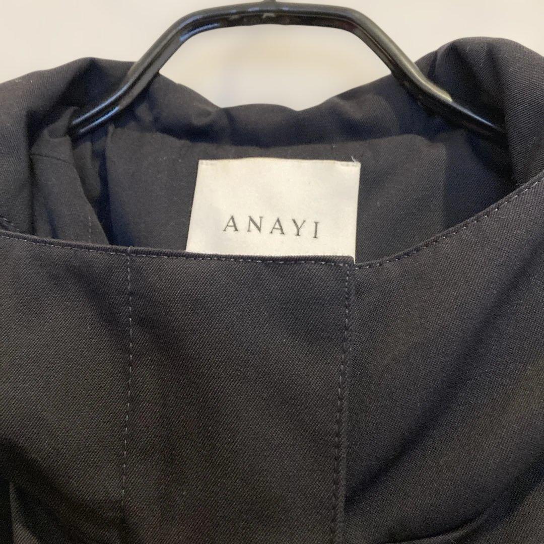 m*i様 ANAYI ブラック フード、ライナー付きミドル丈コート　36