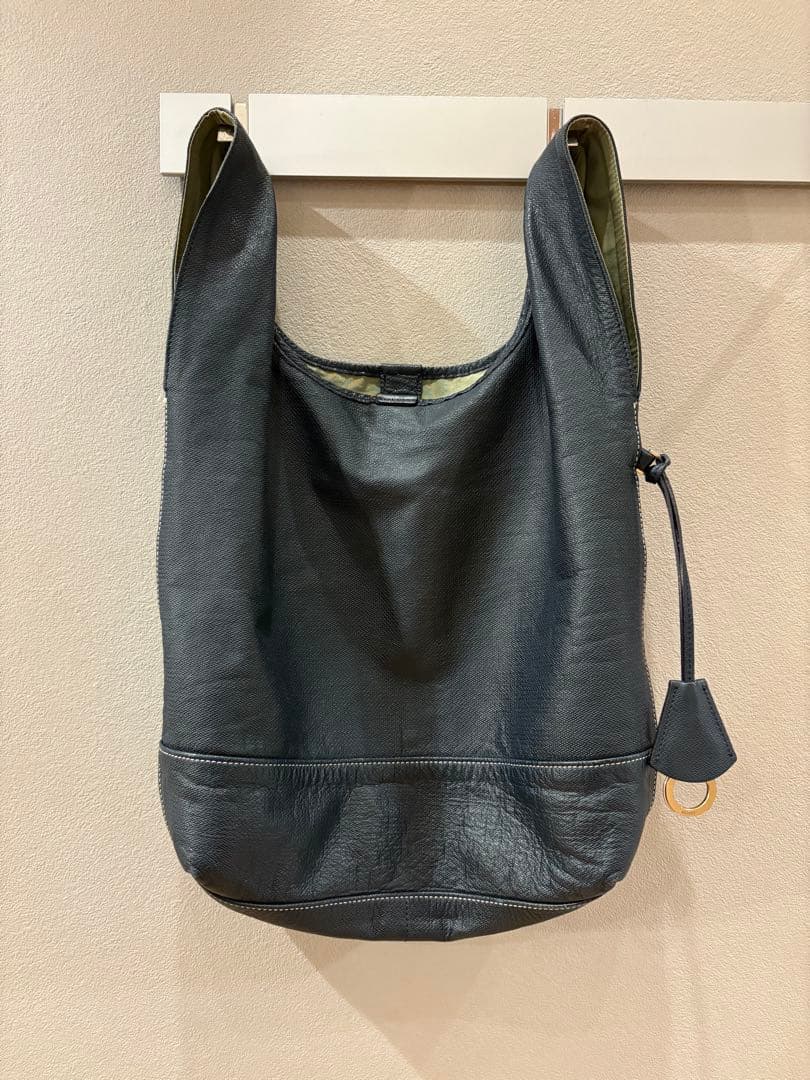 aniary アニアリ　レザー　ハンドバッグ　エコバッグ　ネイビー