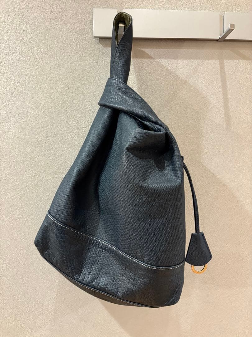 aniary アニアリ　レザー　ハンドバッグ　エコバッグ　ネイビー