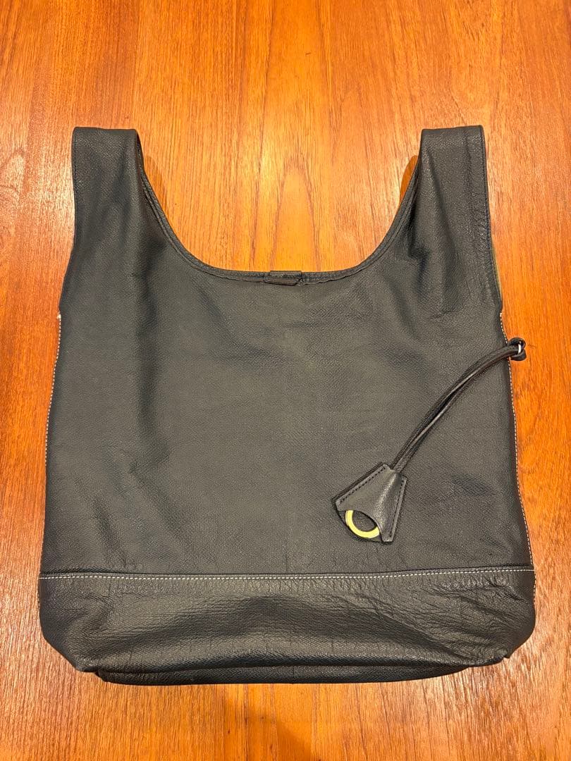 aniary アニアリ　レザー　ハンドバッグ　エコバッグ　ネイビー