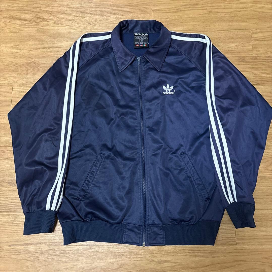 adidas トラックジャケット　90s ジャージ　短丈ブルゾン　万国旗タグ