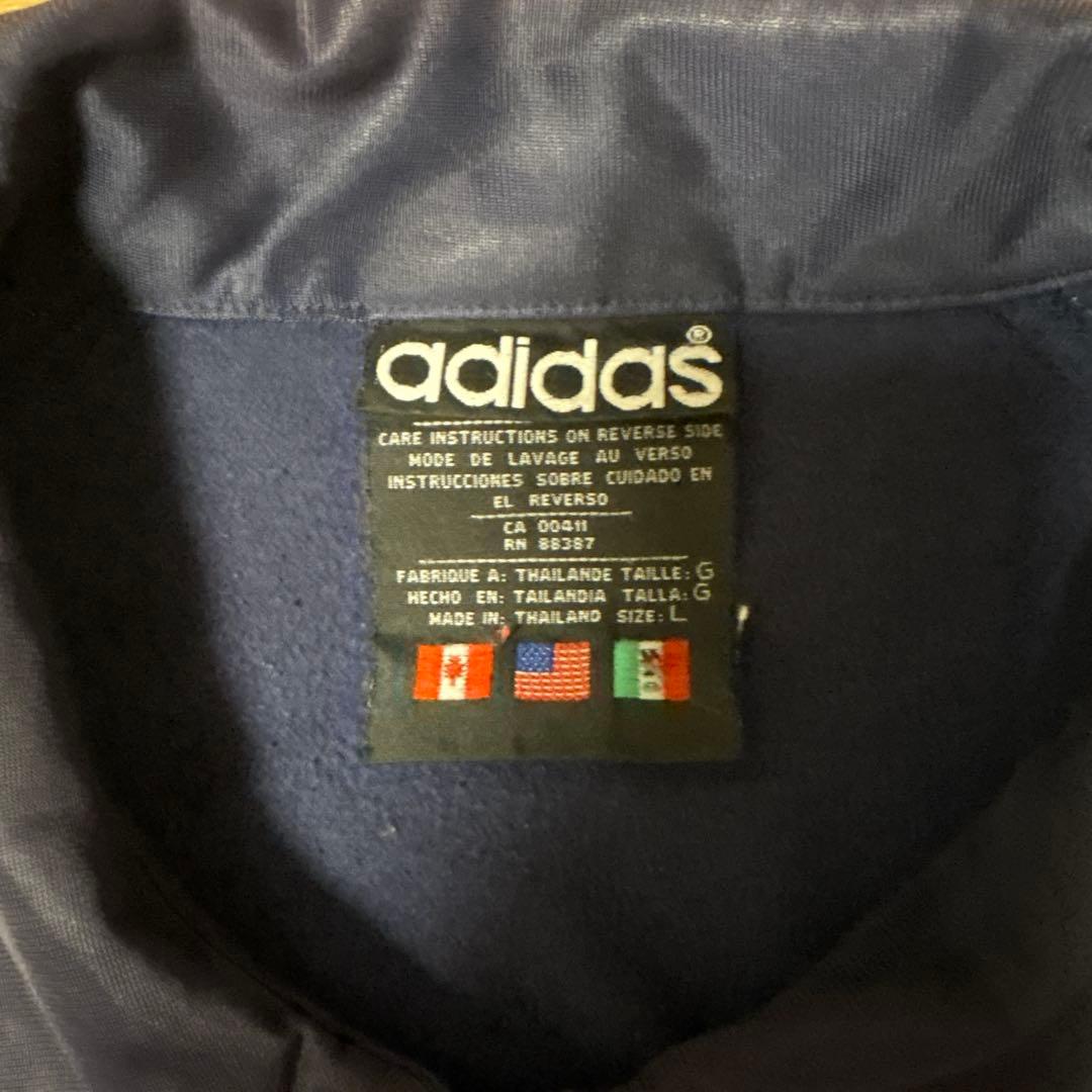 adidas トラックジャケット　90s ジャージ　短丈ブルゾン　万国旗タグ