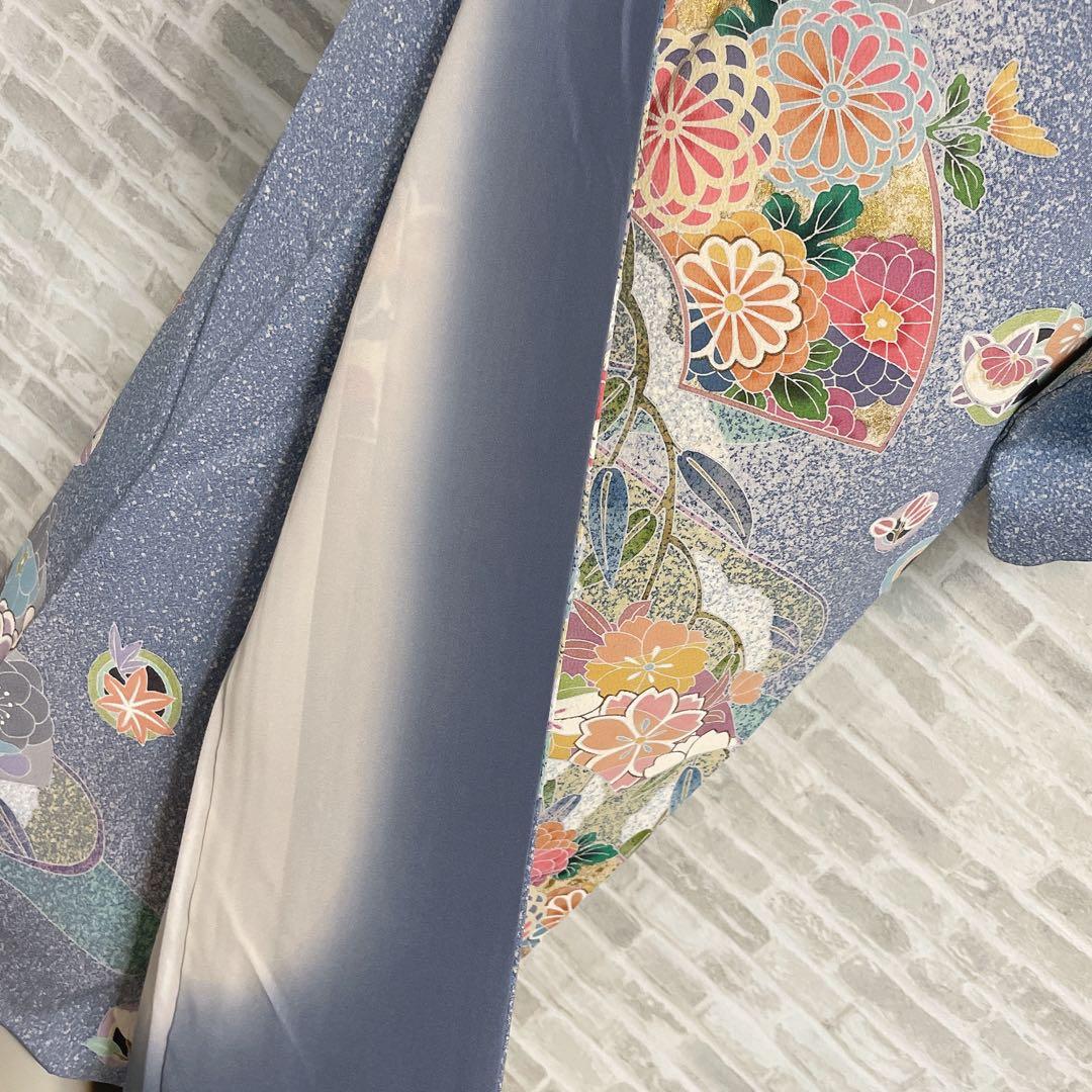 訪問着　フルセット　枝垂れ柳　地紙　丸紋　叩き染　着物　I2