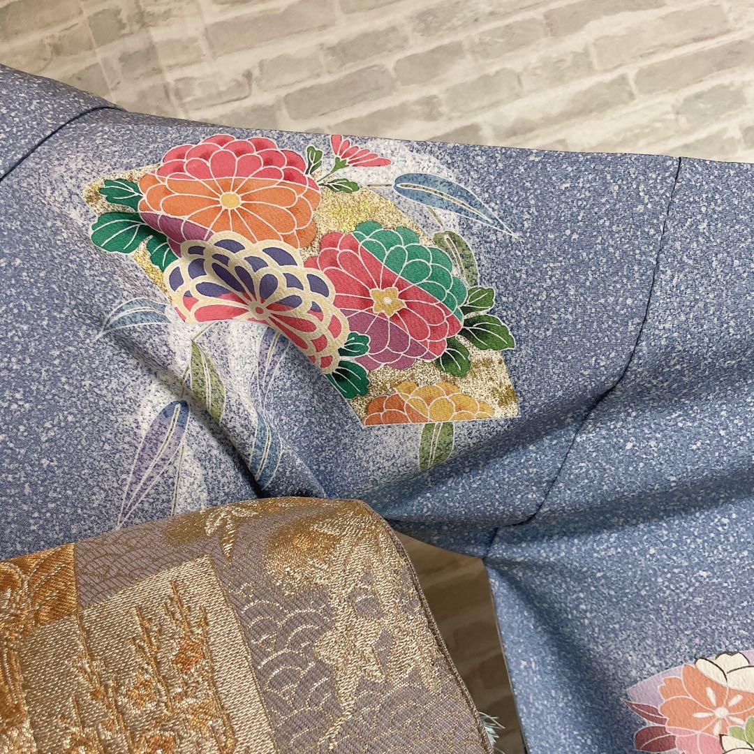 訪問着　フルセット　枝垂れ柳　地紙　丸紋　叩き染　着物　I2